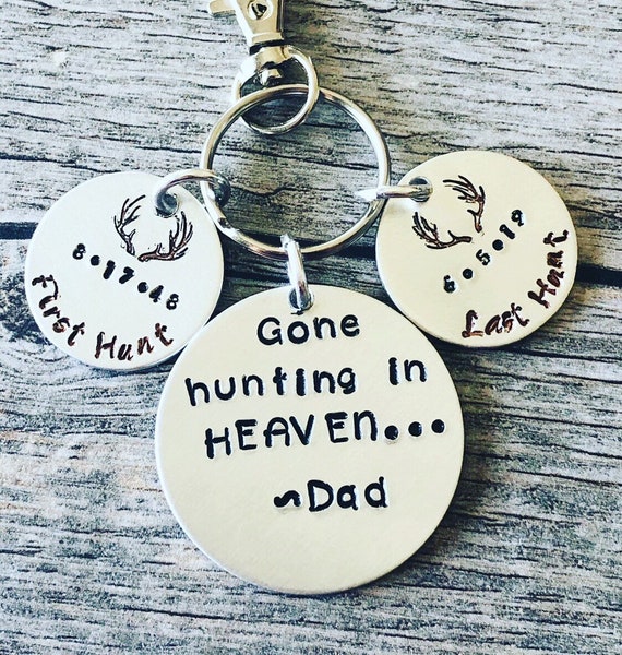 Gone Hunting In Heaven -Personalized Memorial Keychain or Necklace