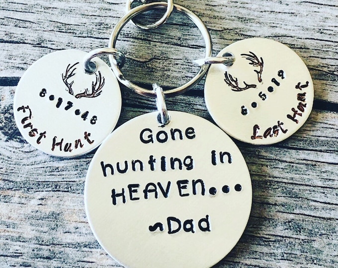 Gone Hunting In Heaven -Personalized Memorial Keychain or Necklace