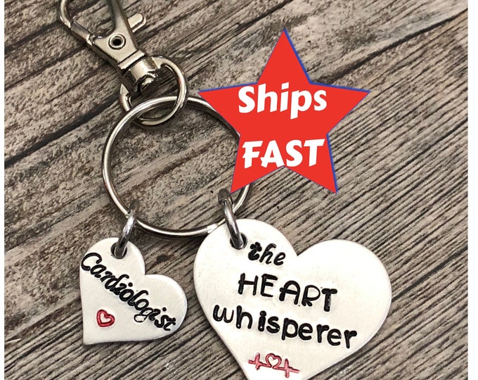 The Heart Whisperer - Cardiologist/Echo Tech/Cardiac Nurse - Personalized CHD awareness dr/nurse/tech keychain