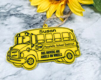 Personalized Bus Driver Ornament: Acrylic School Bus Gift