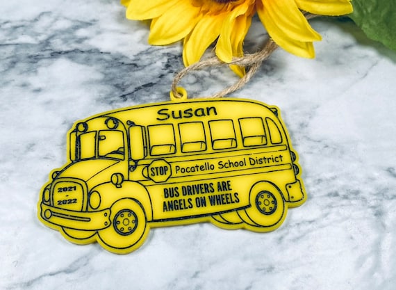 Bus Driver Ornament - Bus Driver Gift - Bus Driver Appreciation- Bus Drivers Are Angels On Wheels - Teacher Appreciation- School Bus Driver