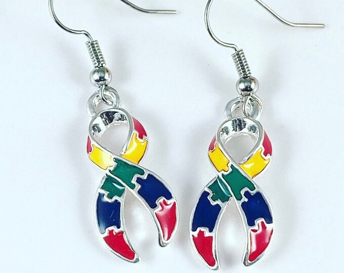 Autism Awareness Earrings-Autism Ribbon