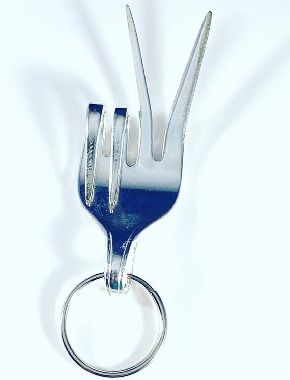 Peace Sign Silverware Fork Keychain