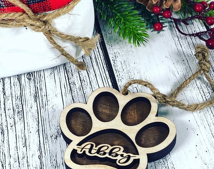 Personalized Dog Name Ornaments - 3D dog paw ornaments - Fur Baby Ornament