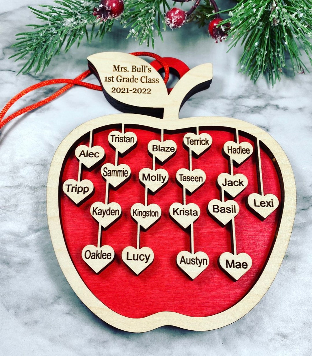 Teacher & Class Christmas Ornament Personalized With up to 34 Students Names Etsy