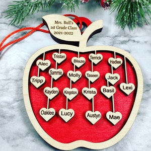 Teacher & Class Christmas Ornament - Personalized with up to 34 student’s names