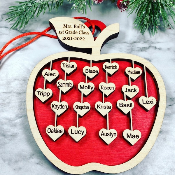 Teacher & Class Christmas Ornament - Personalized with up to 30 student’s names