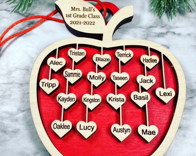 Teacher & Class Christmas Ornament - Personalized with up to 34 student’s names