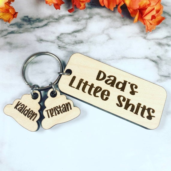 Dad’s Little Shits - Personalized any names! - Funny Kid Name Keychain