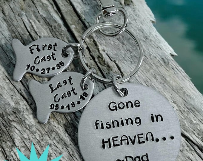 Gone Fishing In Heaven -Personalized Memorial Keychain or Necklace