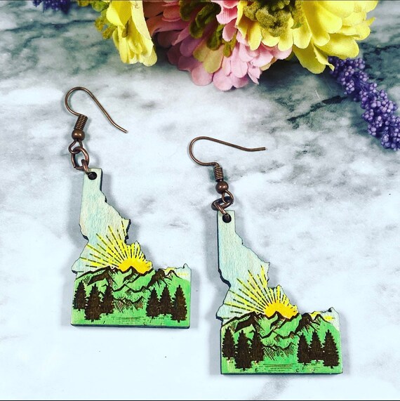 Idaho Mountain earrings - Wood Earrings - Idahome