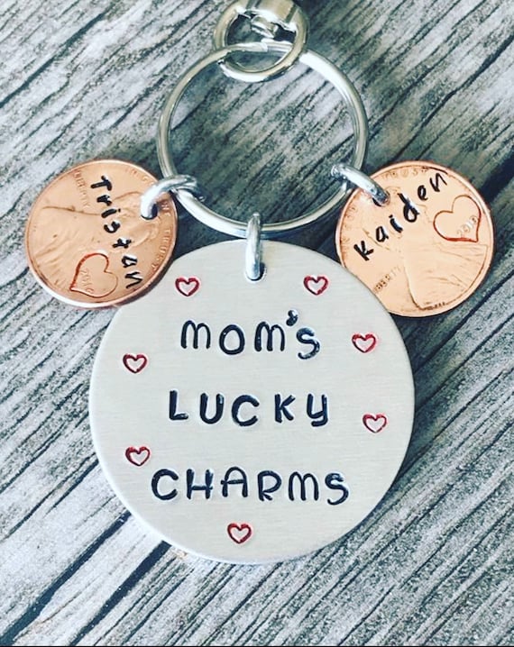 Mom's Lucky Charms (can stamp this for dad's, grandparents, etc too) Mother's Day Keychain