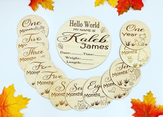Baby Milestone Photo Props - Woodland Theme - Monthly and Firsts
