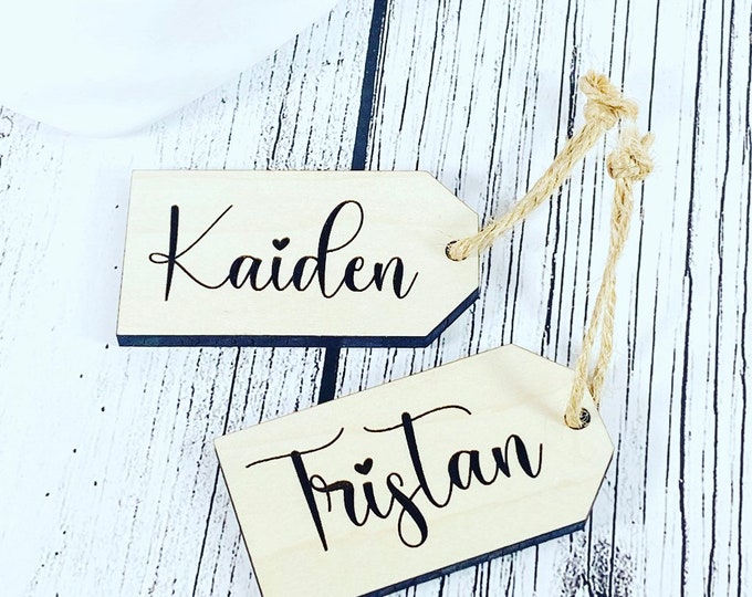 Reusable Wooden Gift Tags/Stocking Tags  - Custom Name Tag