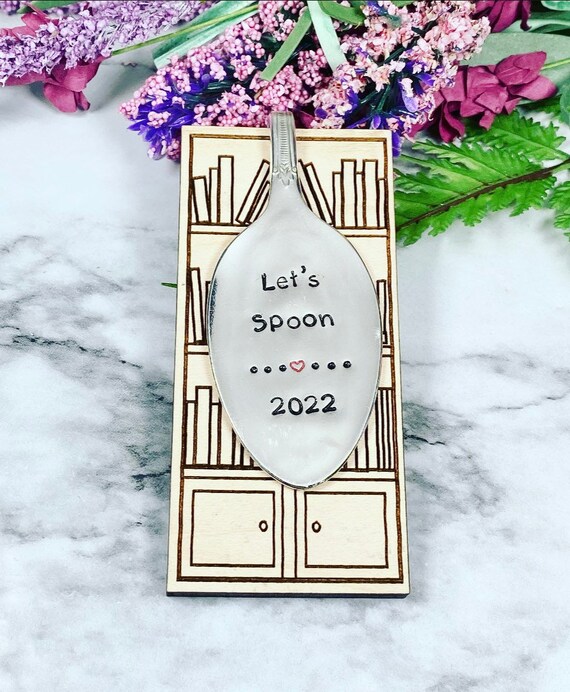 Let’s Spoon -Vintage spoon bookmark - Unique Bookmark - upcycled Silverware - Anniversary-Mother’s Day - Book Lover