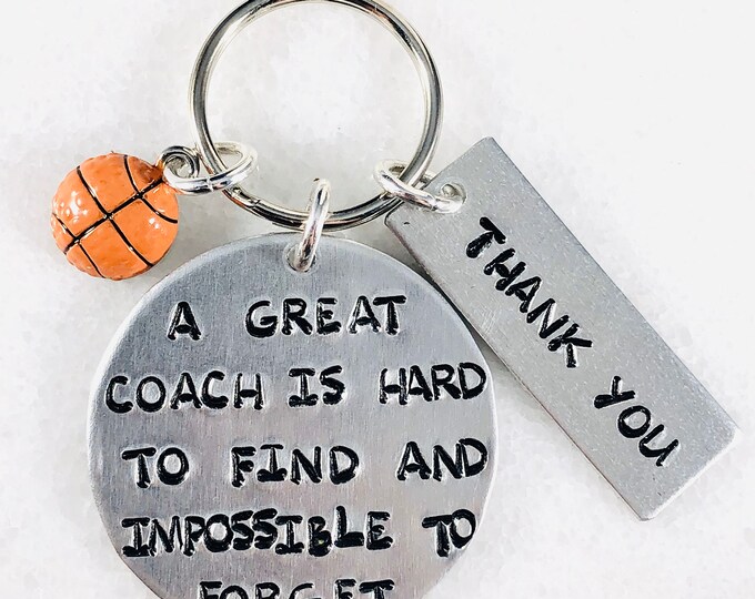 Choice of Basketball, Football, Baseball, Soccer, Volleyball Coach Keychain - A great coach is hard to find.... - Coach gift