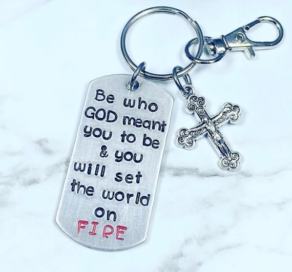 Be Who God Meant You To Be - Keychain, religious keychain, Can Be Personalized