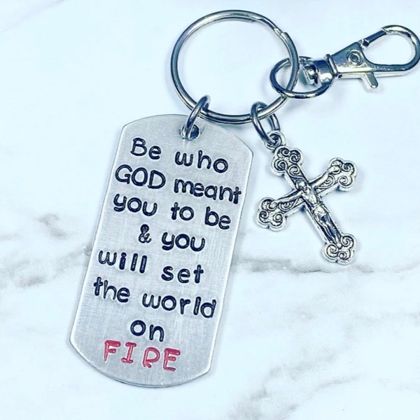 Be Who God Meant You To Be - Keychain, religious keychain, Can Be Personalized