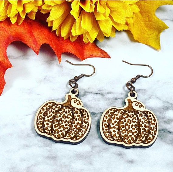 Leopard Pumpkin Earrings Dangle or Studs