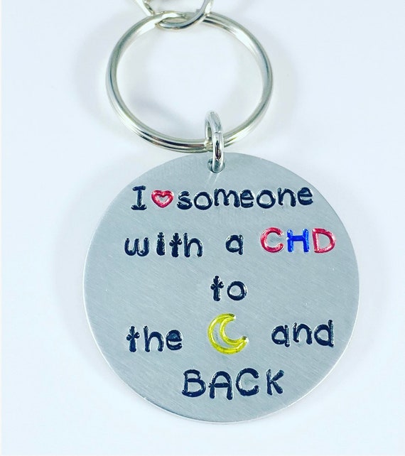 CHD Awareness Keychain - I love someone with a CHD to the moon and back