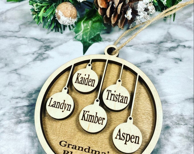 Personalized Family Name Ornaments- Up to 15 names - Customized with each family member’s name - SHIPS fast!
