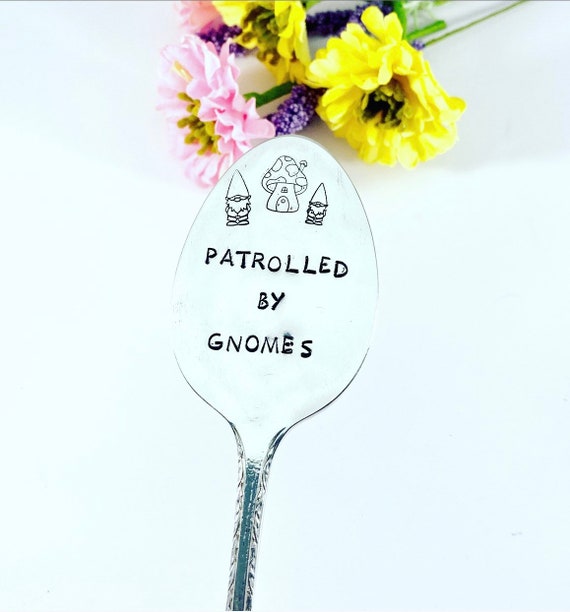 Patrolled by Gnomes - Spoon Plant Marker