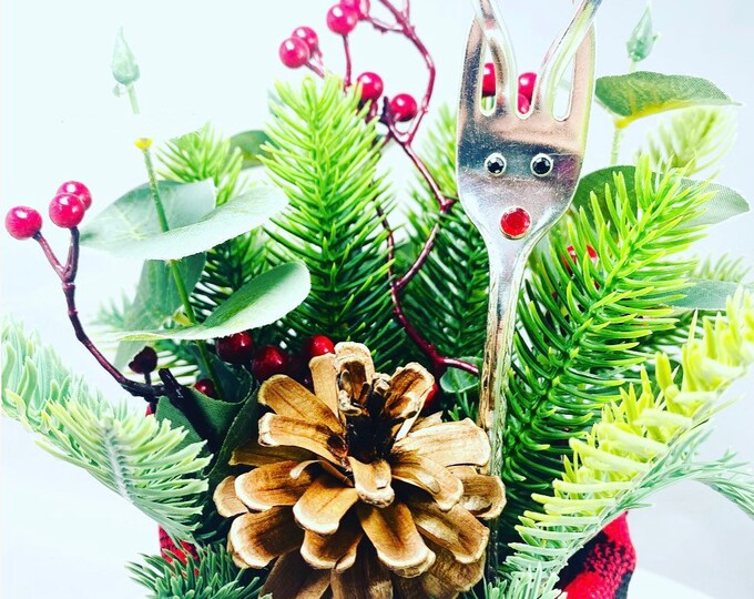 Reindeer plant Stake - Fork Reindeer Plant Marker - Garden Decoration
