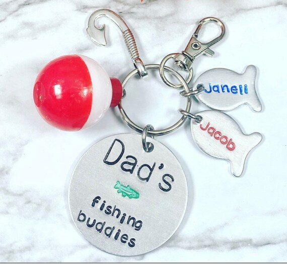 Dad/Mom/Grandma/Grandpa etc's fishing buddies with personalized names - Dad's fishing buddies keychain