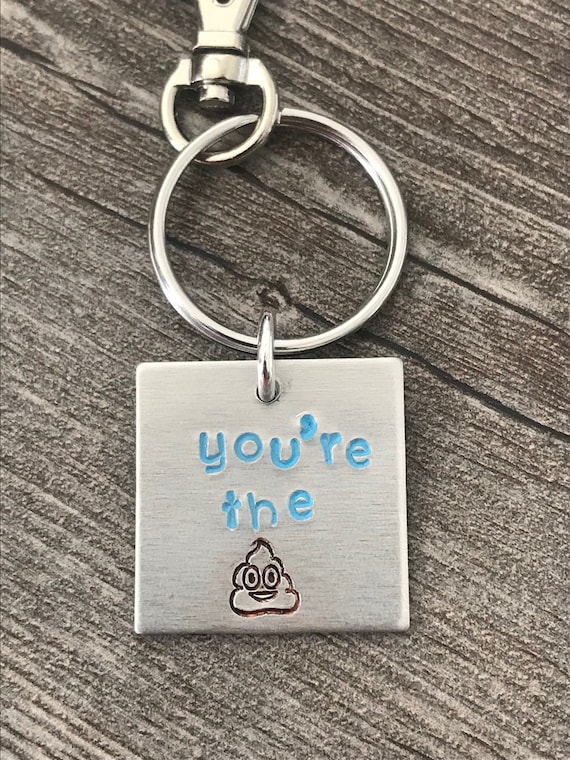 Funny gift keychain or necklace-Poop emoji keychain - Can be personalized - FREE SHIPPING
