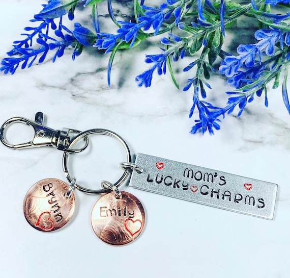 Mom's (or any name) Lucky Charms Mother's Day Keychain, SHIPS Fast!