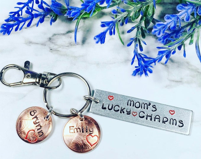 Mom's (or any name) Lucky Charms Mother's Day Keychain, SHIPS Fast!