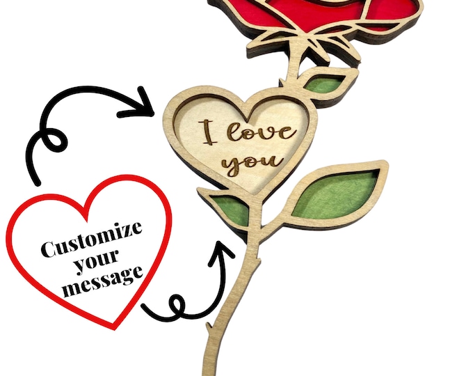 Personalized Rose - Cuatom Flower - Personalized Forever Rose - Wooden Rose - Name Rose