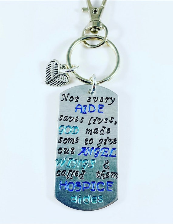 Hospice Aide Keychain or Necklace - Some Aides Hand Out Angel Wings - Nurse Keychain