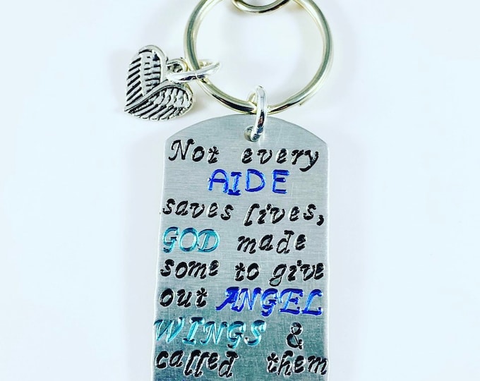 Hospice Aide Keychain or Necklace - Some Aides Hand Out Angel Wings - Nurse Keychain