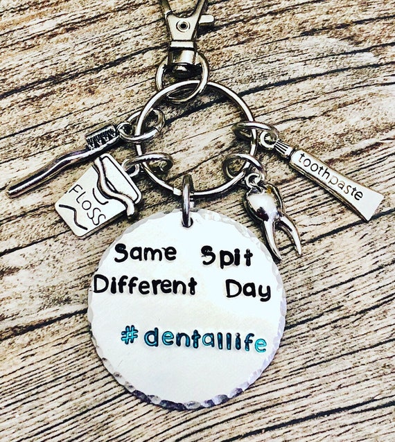Funny Dental Hygienist/Dentist Keychain - Same Spit Different Day #dentallife