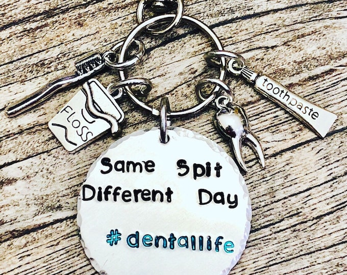 Funny Dental Hygienist/Dentist Keychain - Same Spit Different Day #dentallife