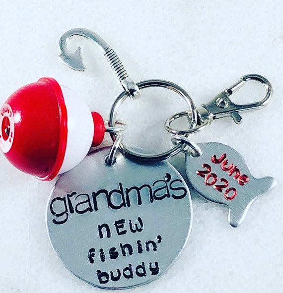 Pregnancy Announcement keychain - Can be any name - Fishing Pregnancy Announcement