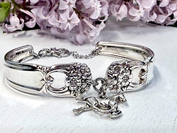 Horse spoon handle bracelet - Eternally Yours Spoon Pattern from 1941 - Horse lover - Repurposed Spoon Bracelet - Upcycled