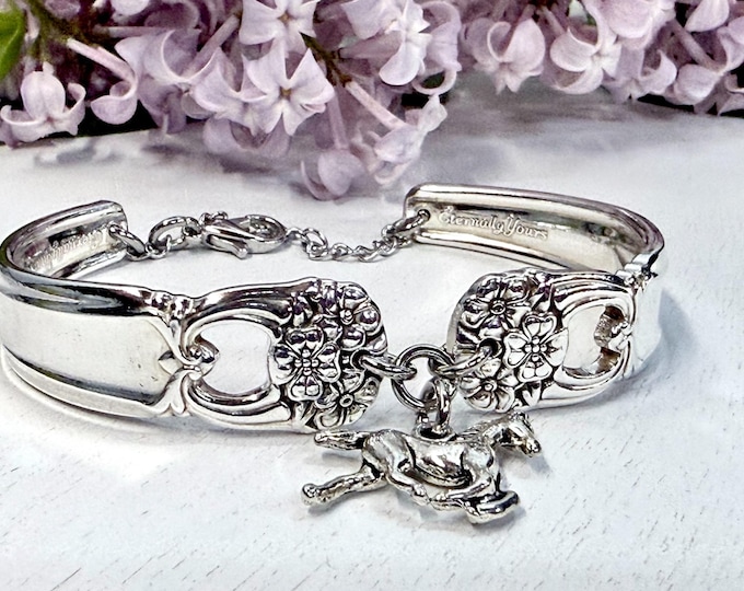 Horse spoon handle bracelet - Eternally Yours Spoon Pattern from 1941 - Horse lover - Repurposed Spoon Bracelet - Upcycled