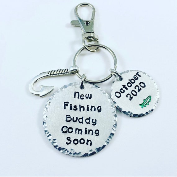 Pregnancy Announcement keychain - Can be any name - Fishing Pregnancy Announcement