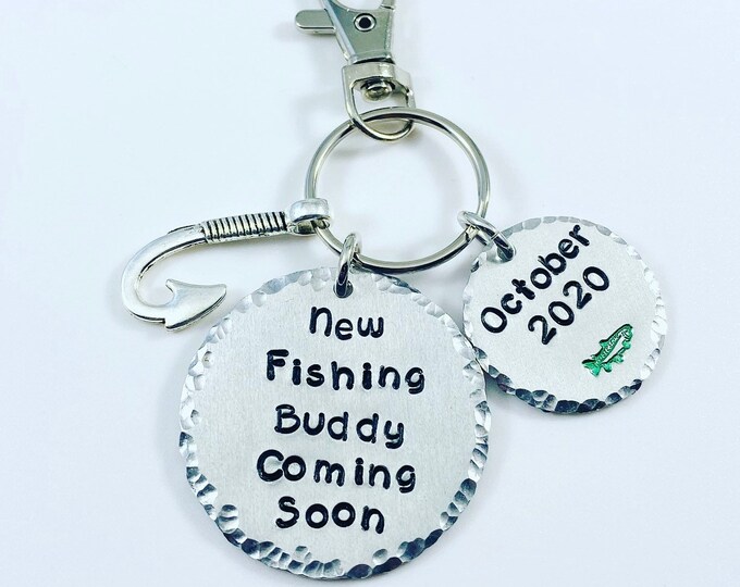 Pregnancy Announcement keychain - Can be any name - Fishing Pregnancy Announcement