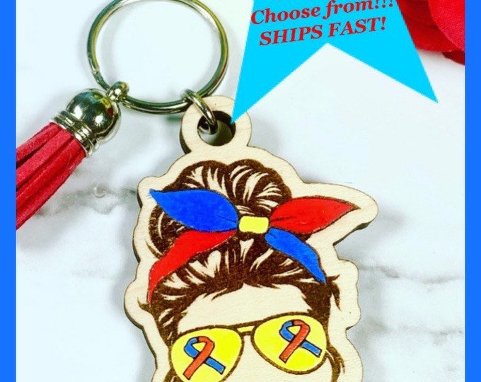 Cardiomyopathy Family/ Warrior Keychains - Can do ANY name with any hair style - Cardiomyopathy Mom - Heart Dad - Heart Warrior