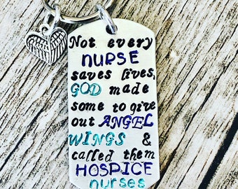 Hospice Nurse Keychain or Necklace - Some Nurses Hand Out Angel Wings - Nurse Keychain