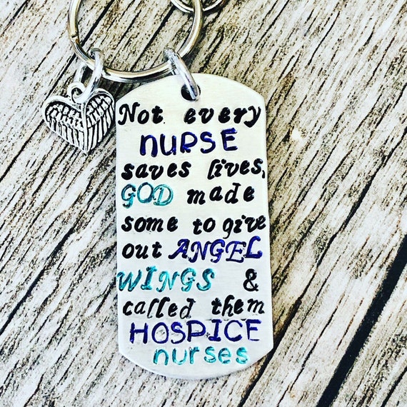 Hospice Nurse Keychain or Necklace - Some Nurses Hand Out Angel Wings - Nurse Keychain