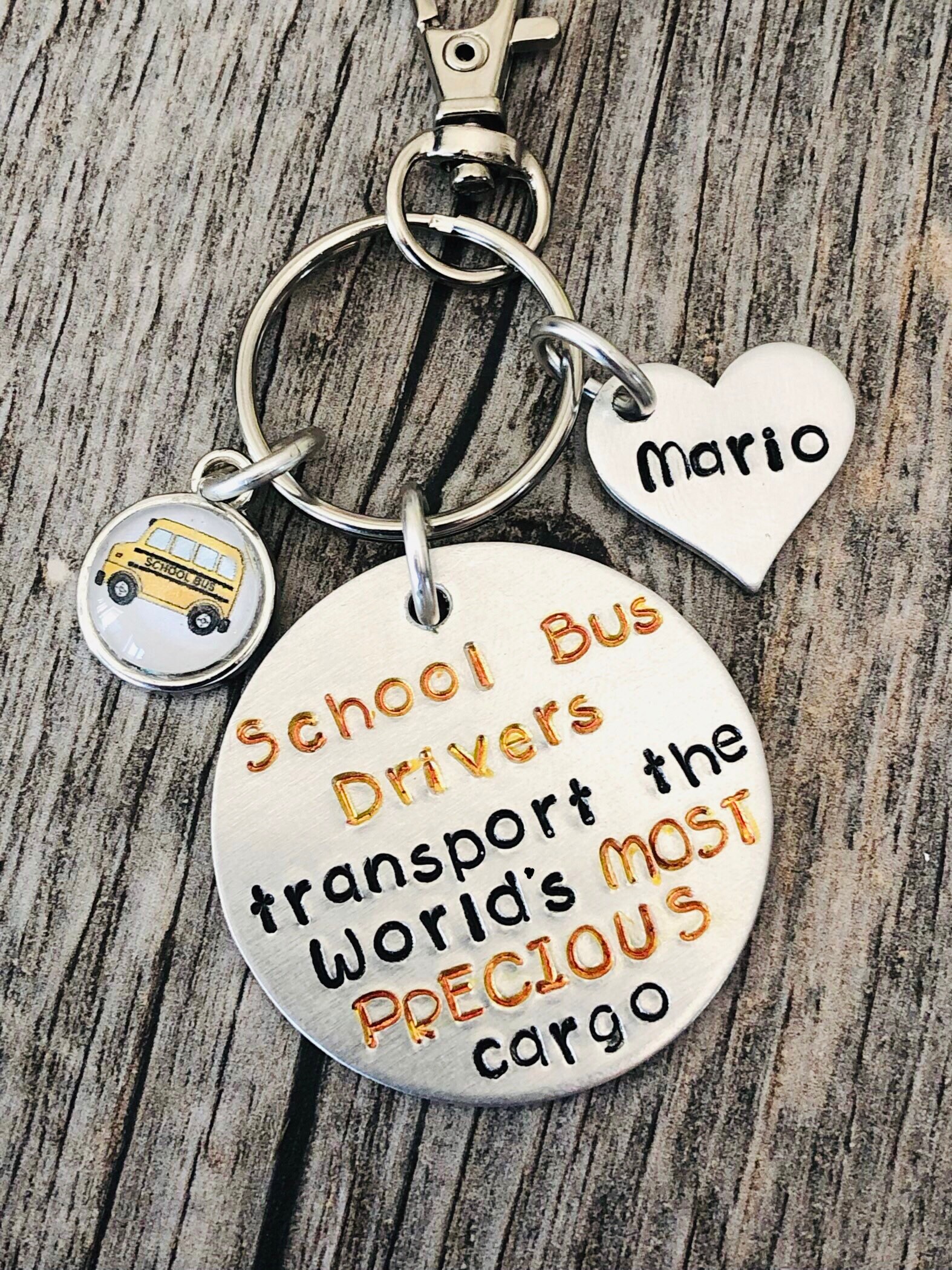Personalized SCHOOL BUS DRIVER Keychain - Stainless Steel Fun Gift With Name
