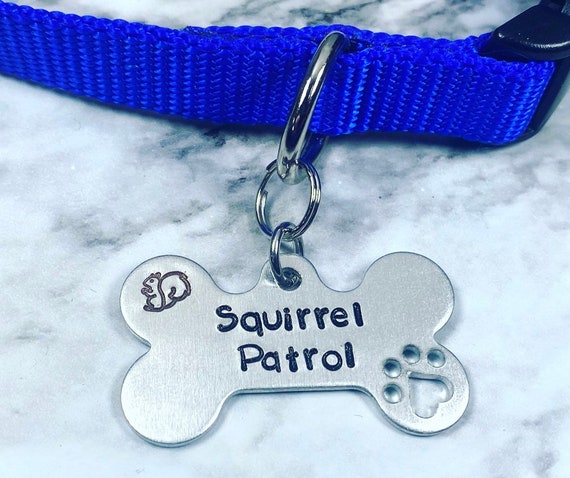 Squirrel Patrol Dog Tag - Hand Stamped dog tag