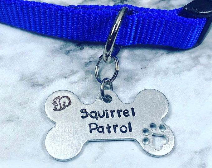 Squirrel Patrol Dog Tag - Hand Stamped dog tag