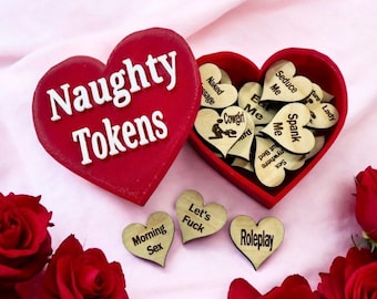 Spicy Adult Activity Tokens - 3d printed heart and tokens  - Valentines - Anniversary - Dates - Couples Gift - Wedding Gift -Sex Game