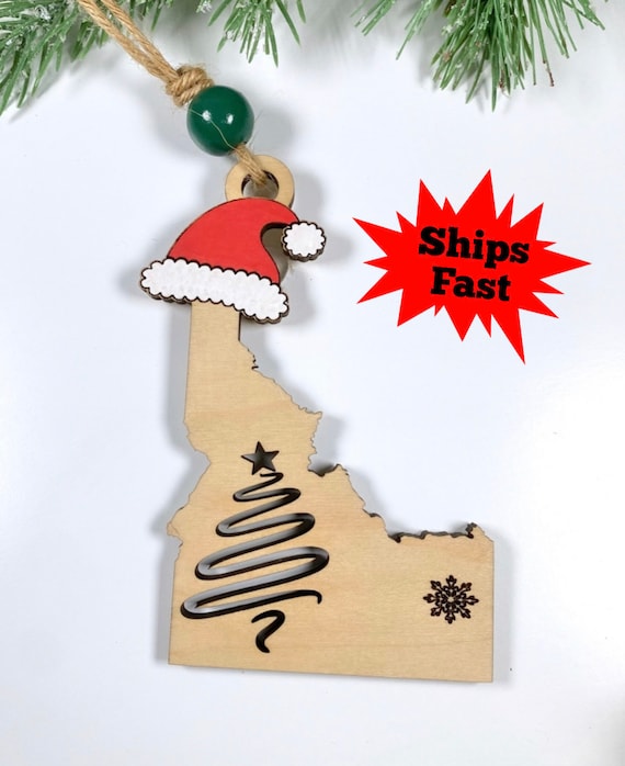 Idaho Christmas Ornament - Idaho Santa Hat - Idaho Santa - Idahome - Idaho Love - Idahoan