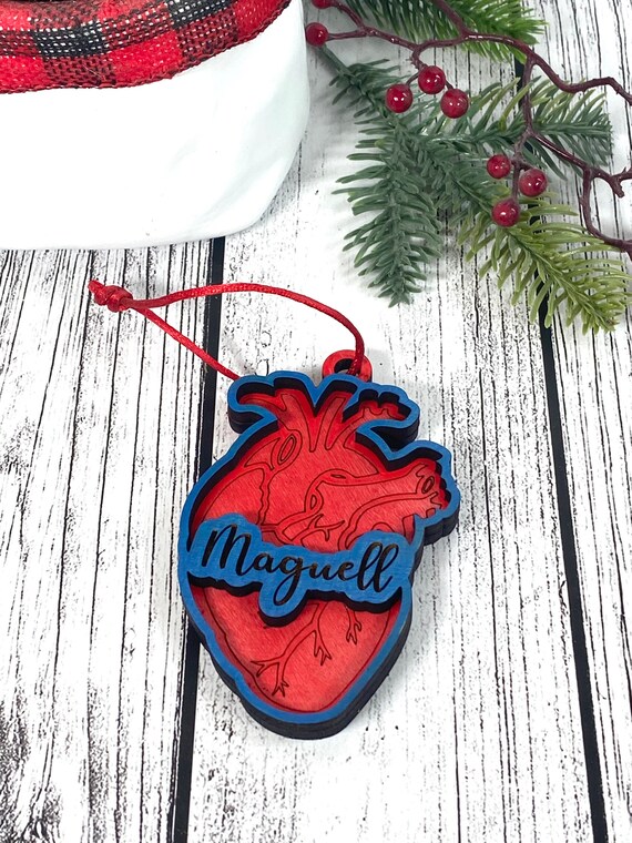 Anatomical Heart Christmas ornaments - Cardiology -CHD ornament - Can be Personalized